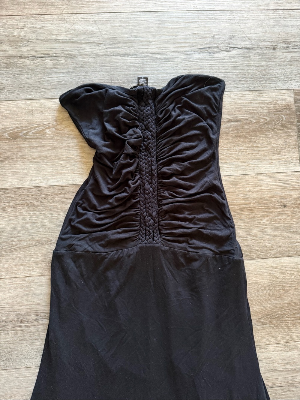 Caribbean Queen Black Strapless Braided-Front Dress